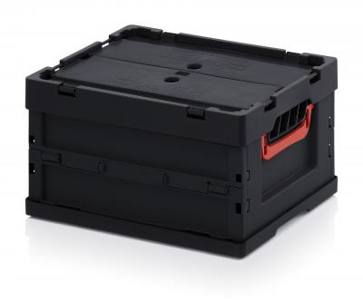Antistatic ESD Collapsible Containers With Lid 40 x 30 x 22 cm (L x W x H) - 666 ESD FBD 43/22